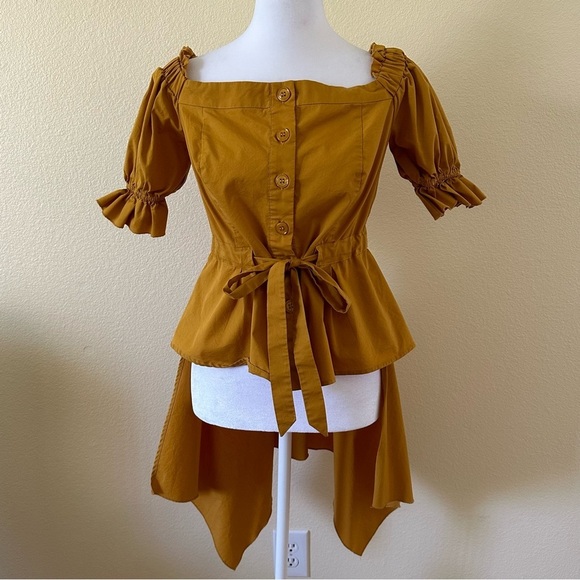 New York & Company Tops - New York & Company 7th Avenue Design Studio High Low Blouse Gold Size XS
